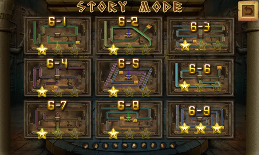 Menu Story Mode con i livelli da 6-1 a 6-9 e le stelle ottenute